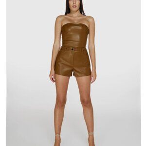 Cultnaked Killa faux leather high waisted shorts in choco brown Size M
